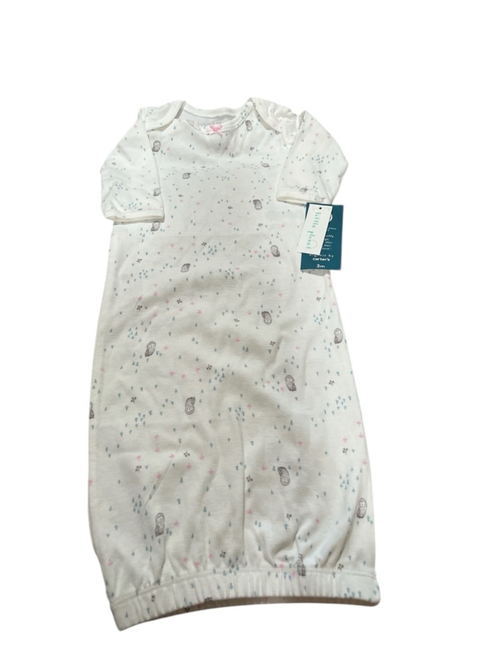 Carter’s 3 months White Baby Sleep Gown with Subtle Forest Print NWT